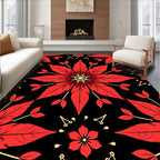 Bold Red Floral Mandala Rug