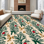 Green Pine Boughs With Red Berries Design Rug