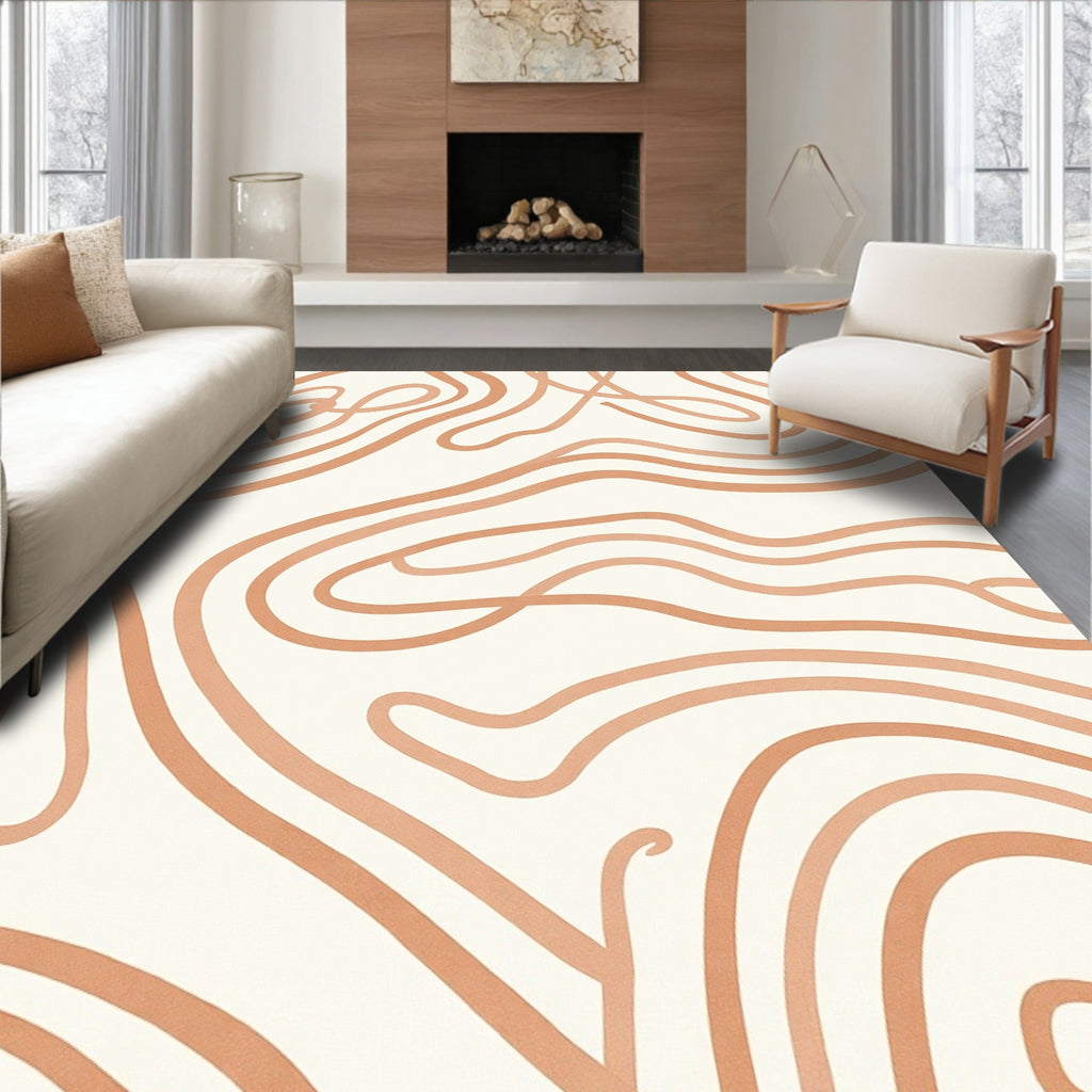 Abstract Swirls Warm Tones Design Rug