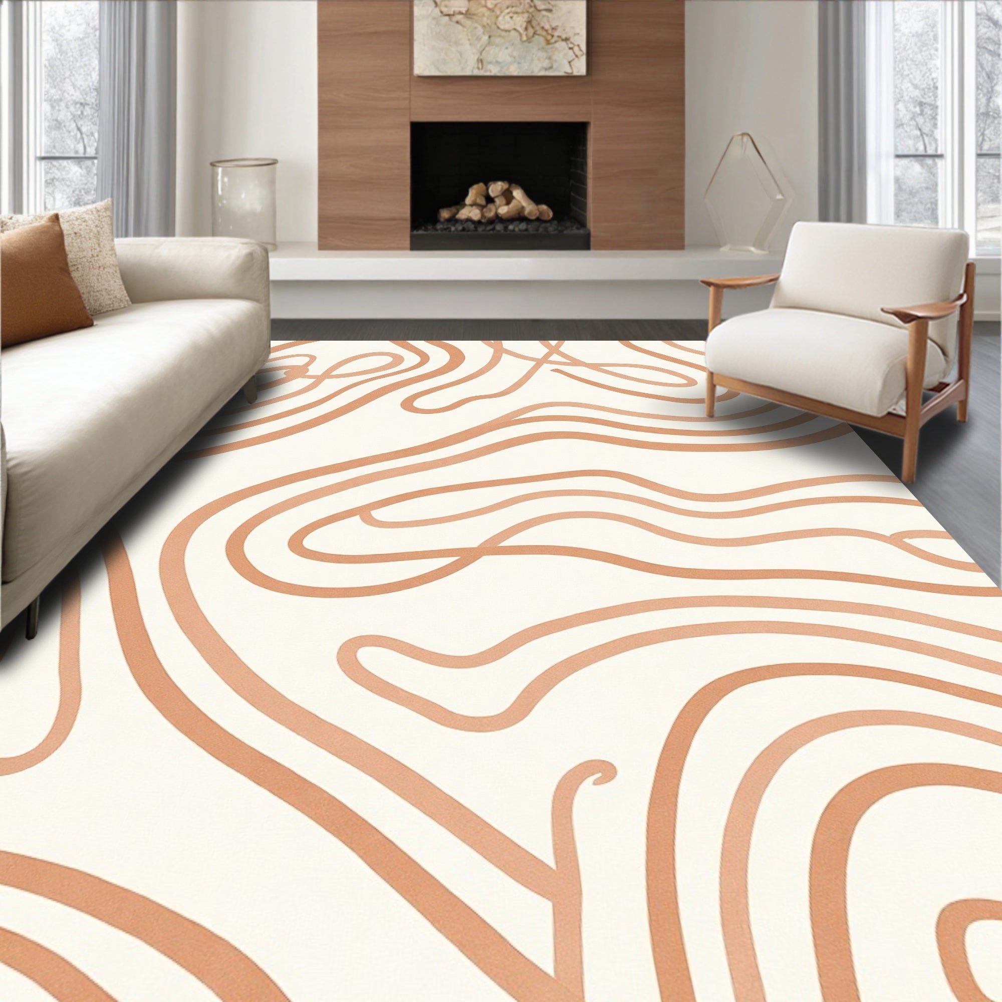 Abstract Swirls Warm Tones Design Rug
