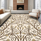 Ornate Cream and Gold Vine Pattern Rug
