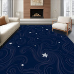 Whimsical Star Swirl Navy Design Rug