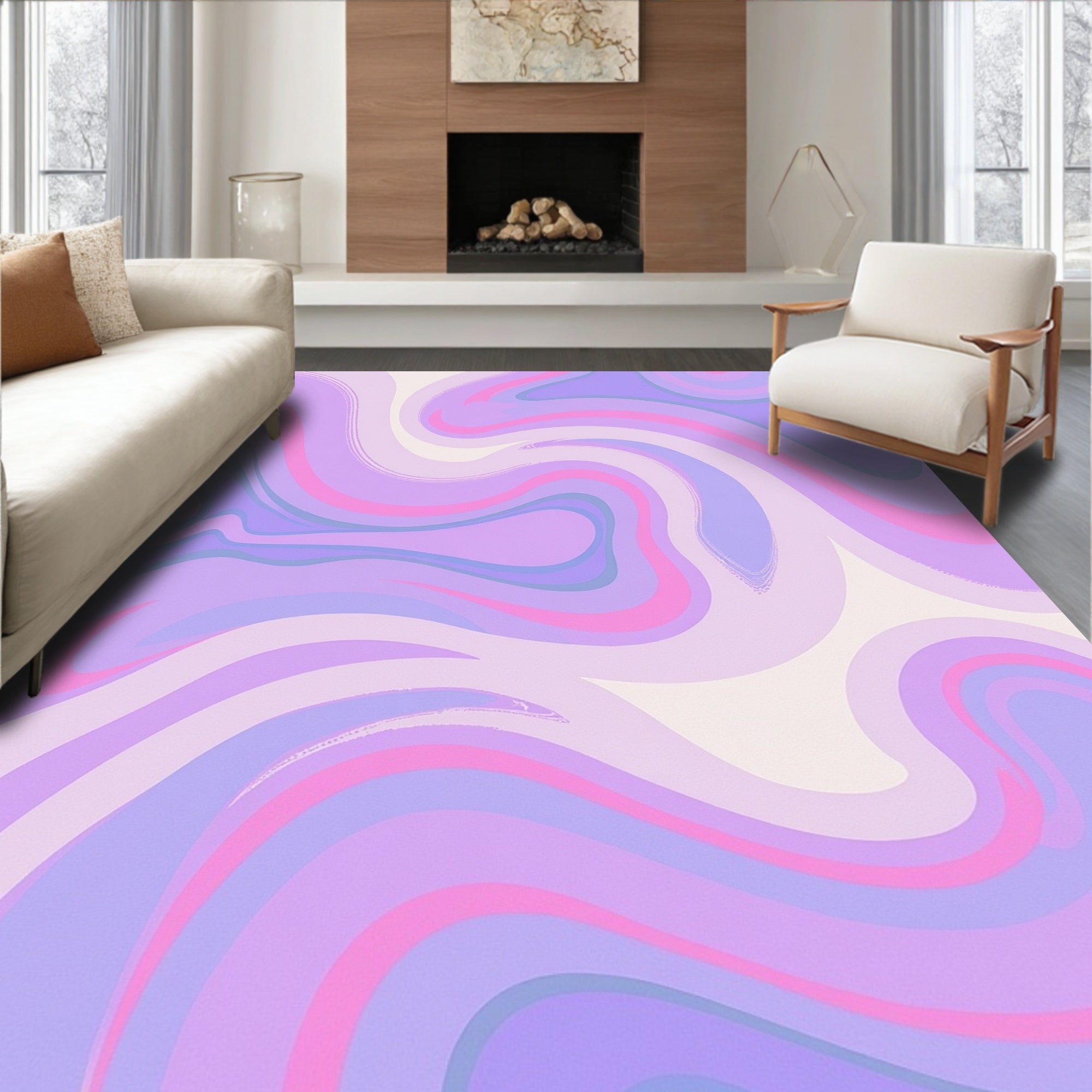 Pastel Swirl Abstract Pattern Rug