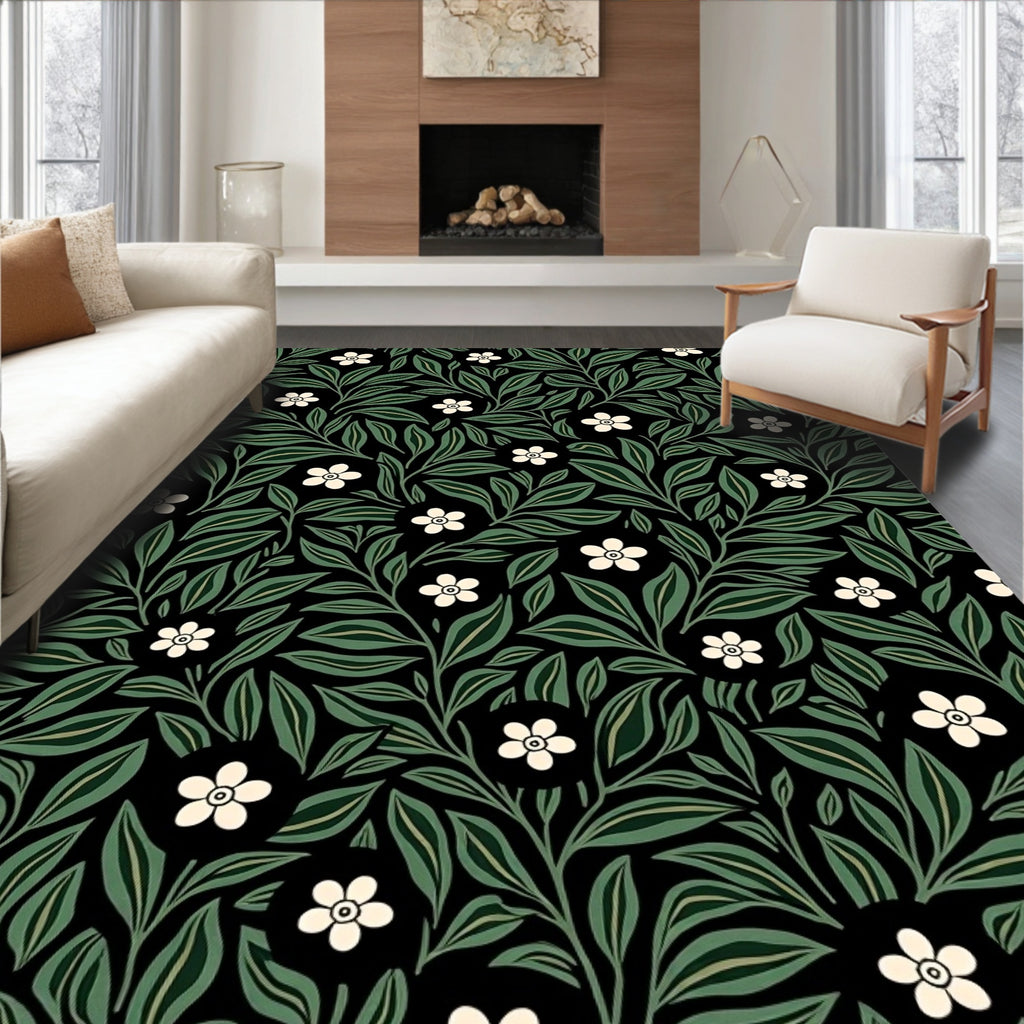 Dark Academia Floral Vine Pattern Rug