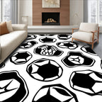 Abstract Black White Geometric Forms Rug