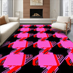 Bold Pink Black Stripe Checkered Rug
