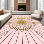 Golden Sunburst Geometric Design Rug
