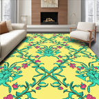 Art Nouveau Teal And Pink Floral Pattern Rug