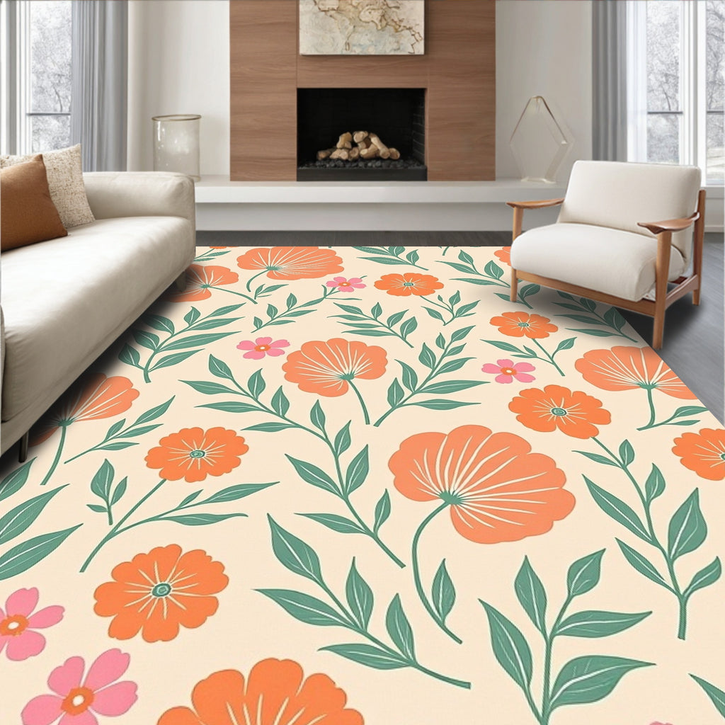 Retro Floral Vines Pattern Design Rug