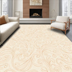 Soft Cream Brown Swirl Pattern Rug