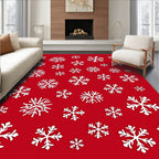 Charming Snowflakes Red Pattern Rug