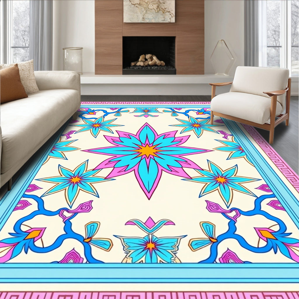Abstract Floral Starburst Pattern Rug
