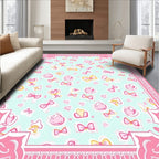 Sweet Pink Bow Heart Pattern Rug
