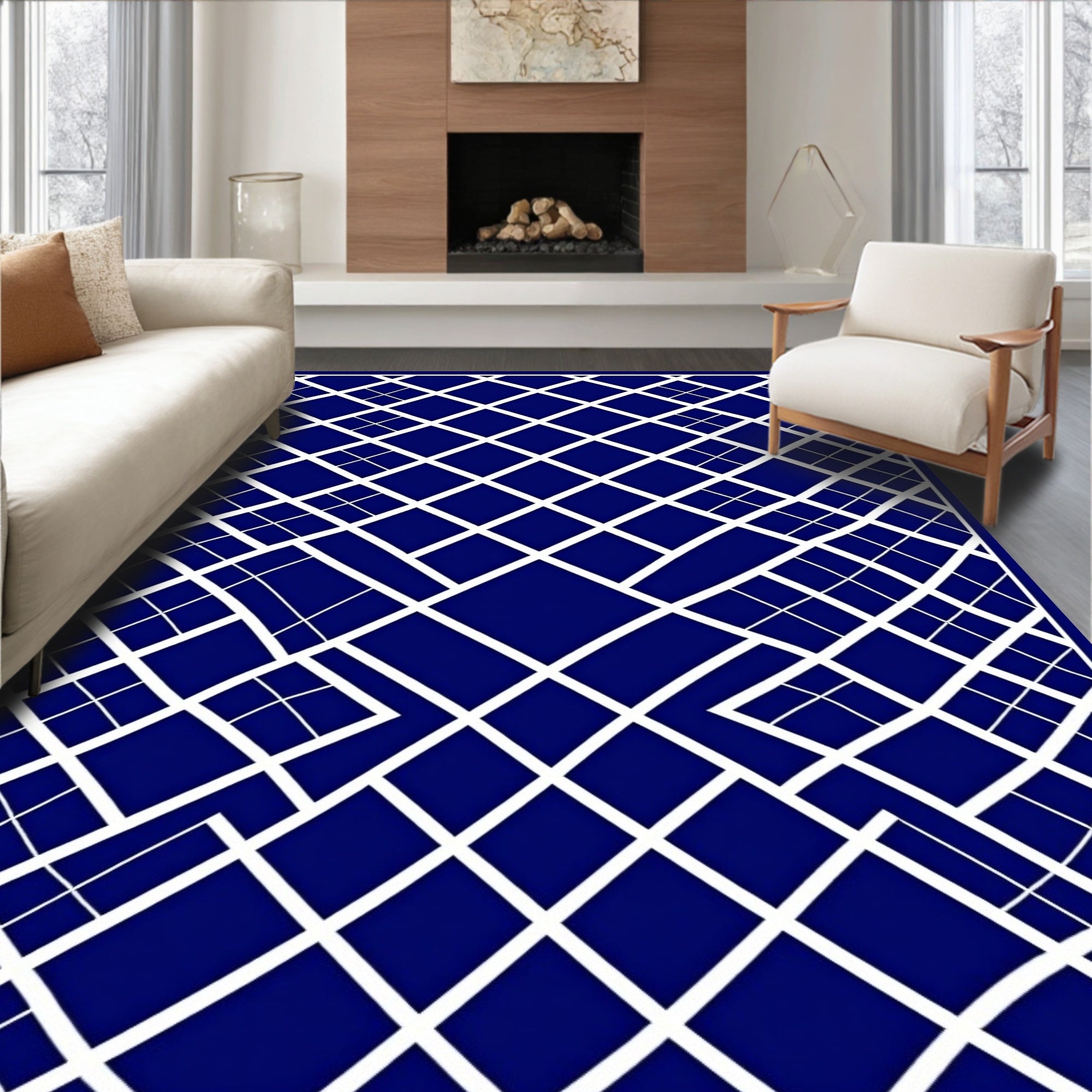 Geometric Illusion Diamond Pattern Rug