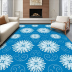 Art Nouveau Floral Swirl Blue Rug