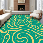 Teal and Gold Swirl Abstract Design Rug