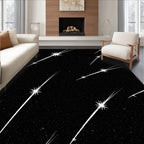 Cosmic Streaking Stars Black Night Rug