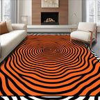 Orange Black Concentric Waves Rug