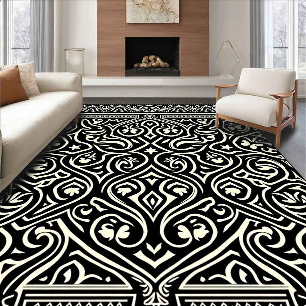 Ornate Floral Arabesque Pattern Rug