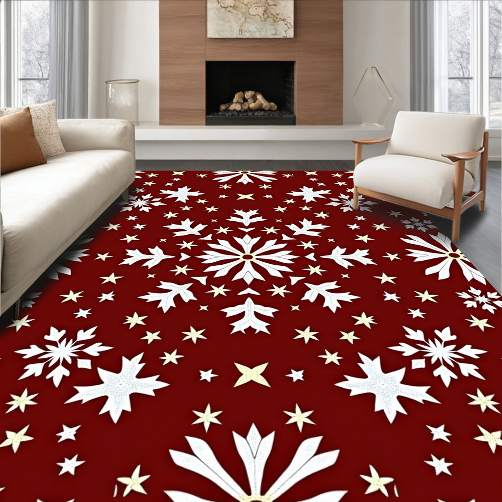 Winter Starburst Snowflake Pattern Rug