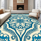 Elegant Teal Floral Mandala Pattern Rug