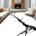 Abstract Black Organic Line Art Rug