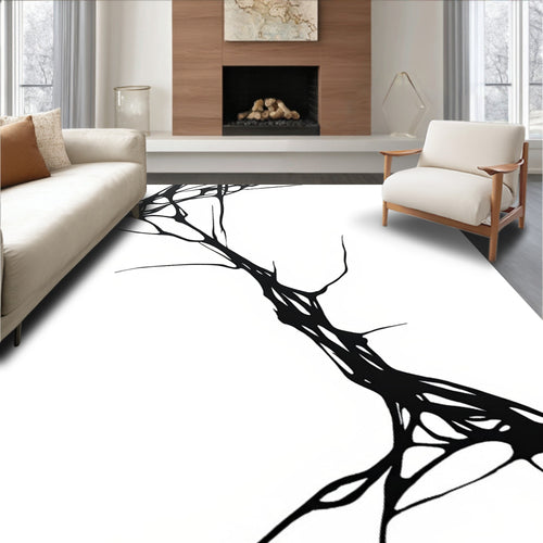 Abstract Black Organic Line Art Rug