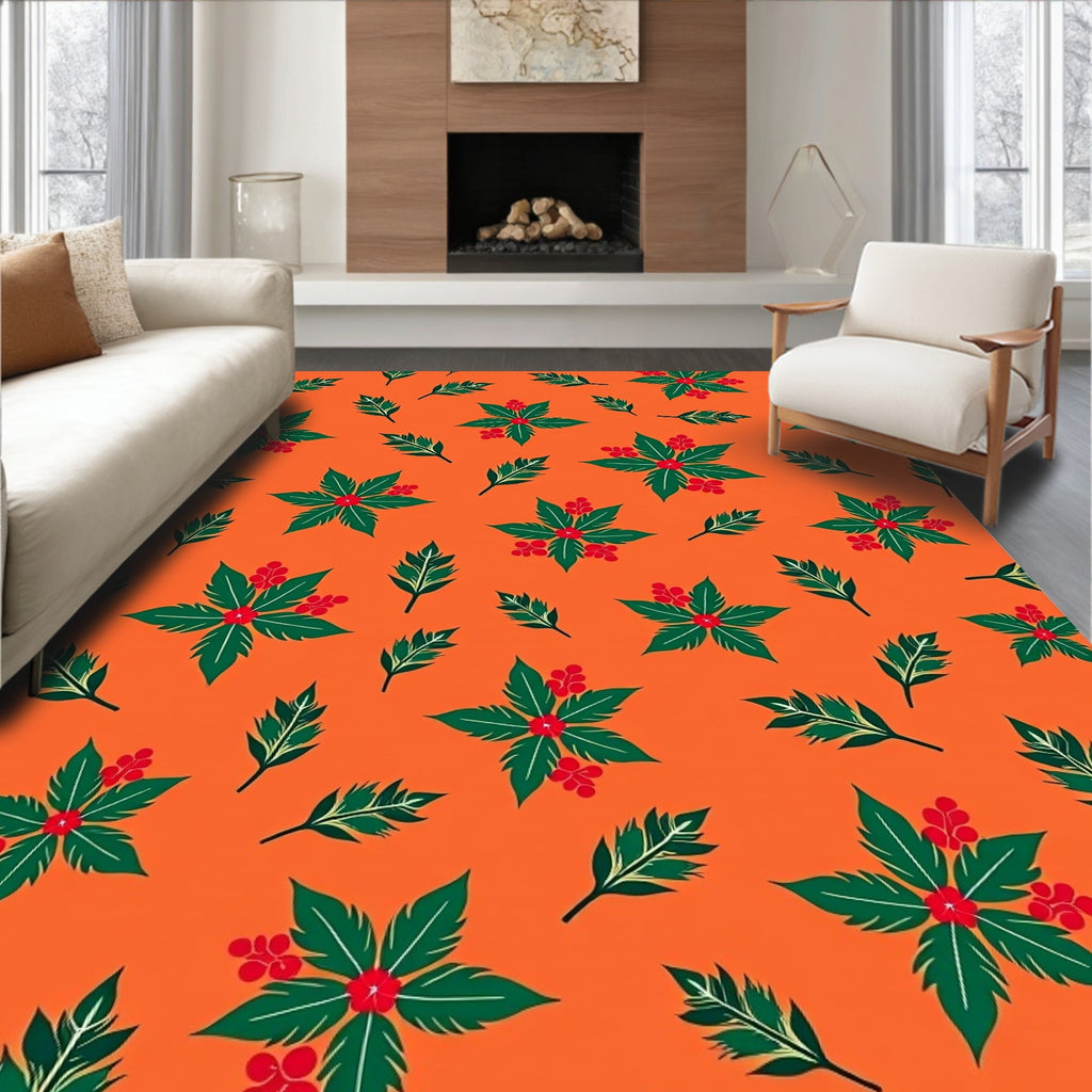 Jolly Holly Berry Festive Design Rug