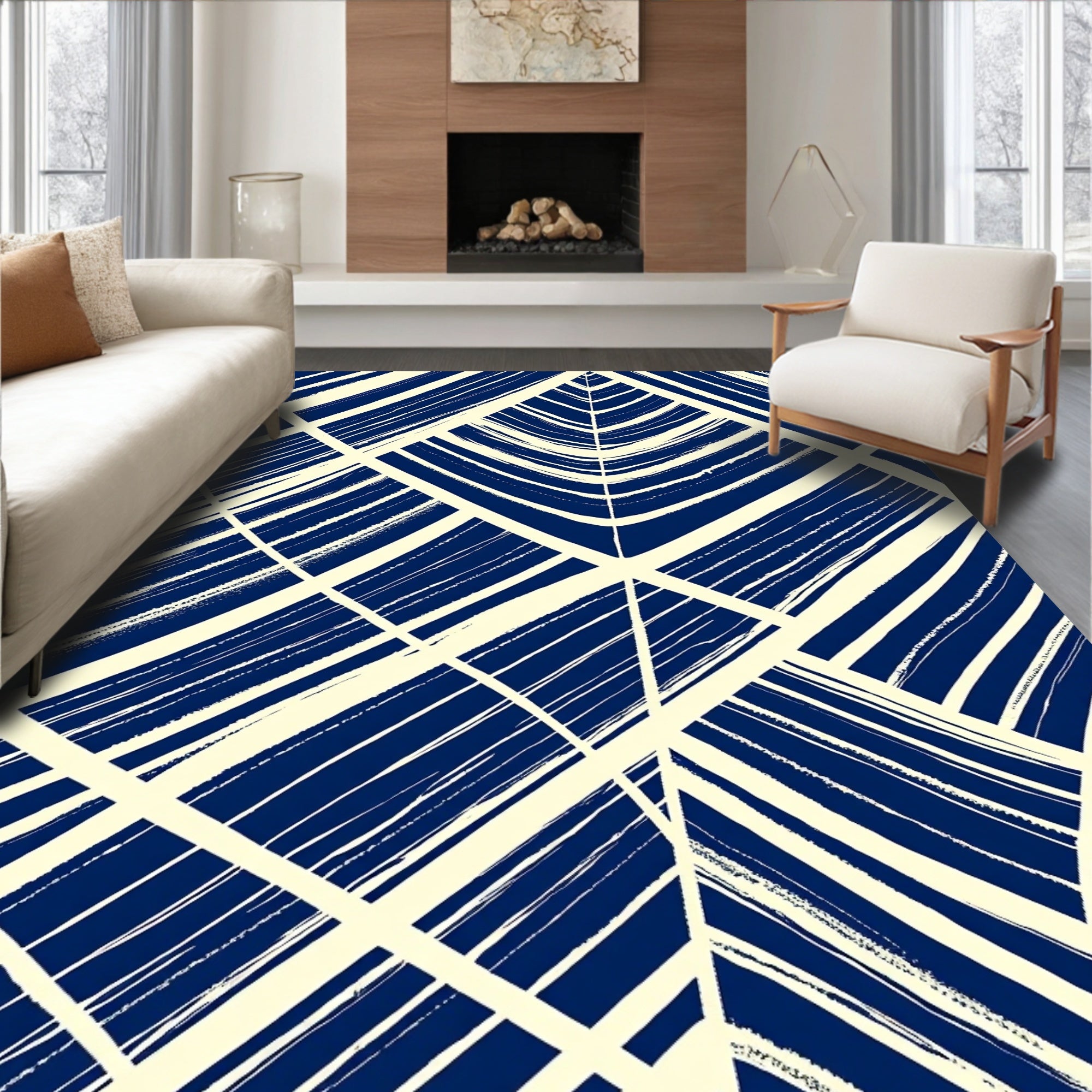 Abstract Intersecting Lines Design Rug