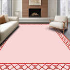 Red Geometric Diamond Border Pattern Rug