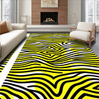 Bold Yellow Black Wavy Stripes Rug