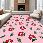 Pink Red Floral Botanical Scatter Rug