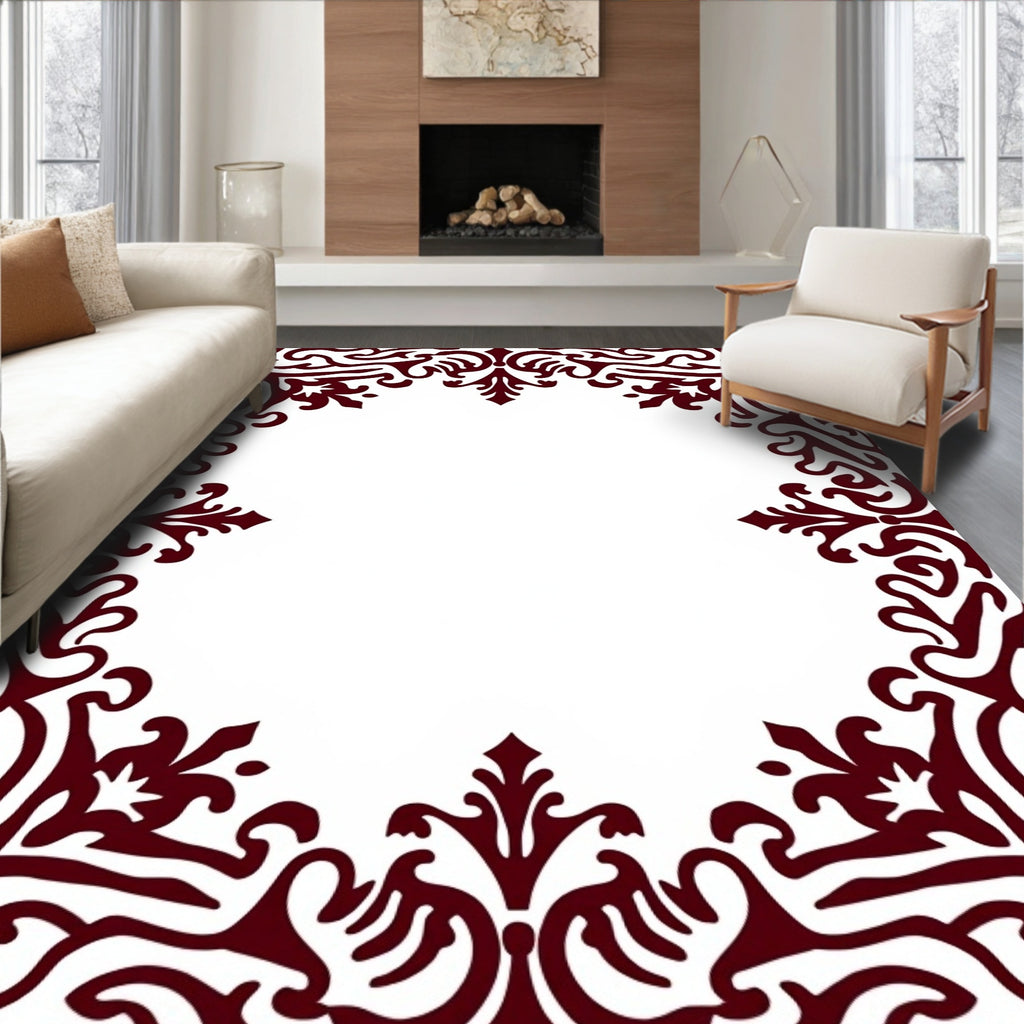 Ornate Floral Scrollwork Design Rug