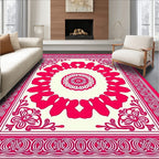 Bold Pink Floral Mandala Style Rug
