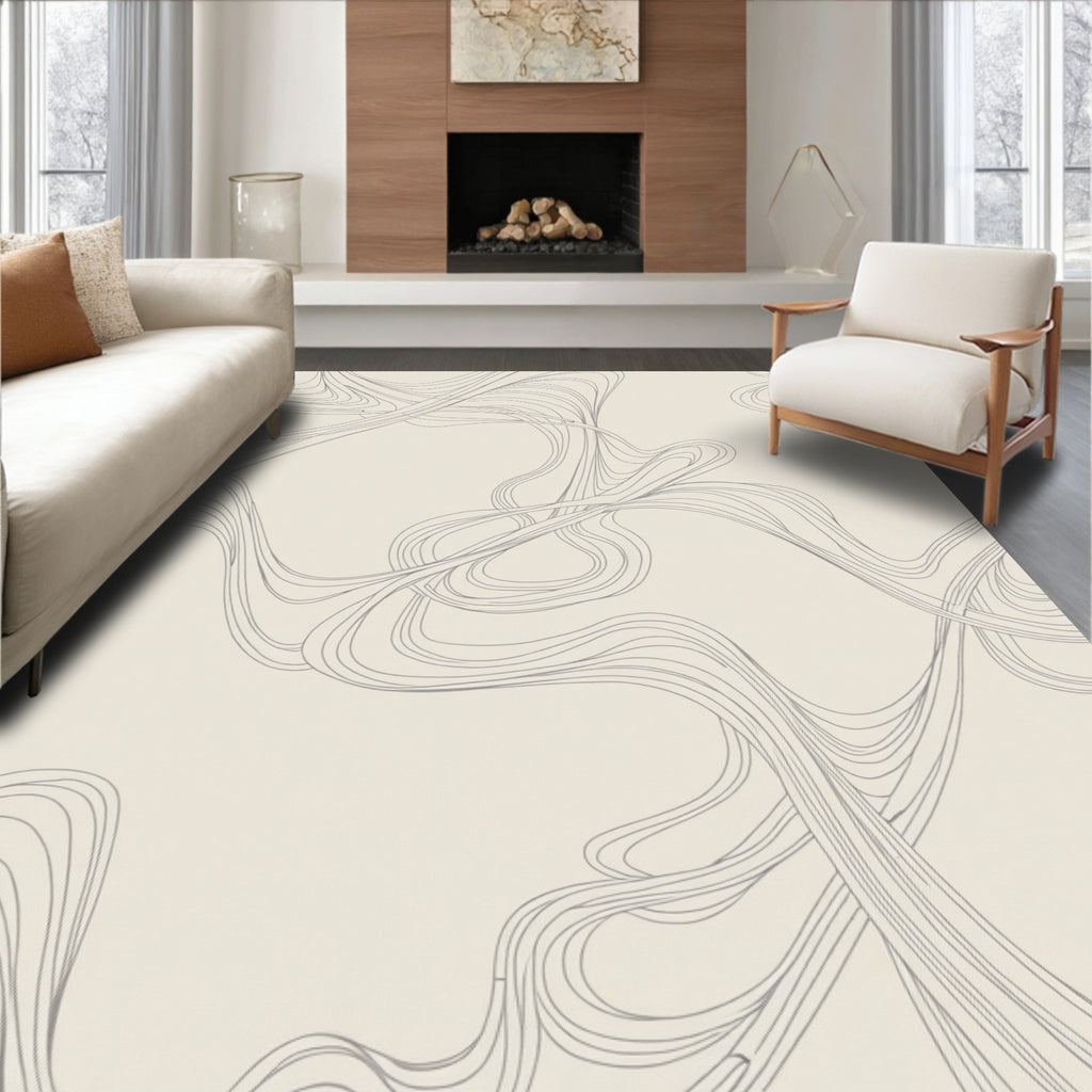 Organic Line Flow Abstract Pattern Rug