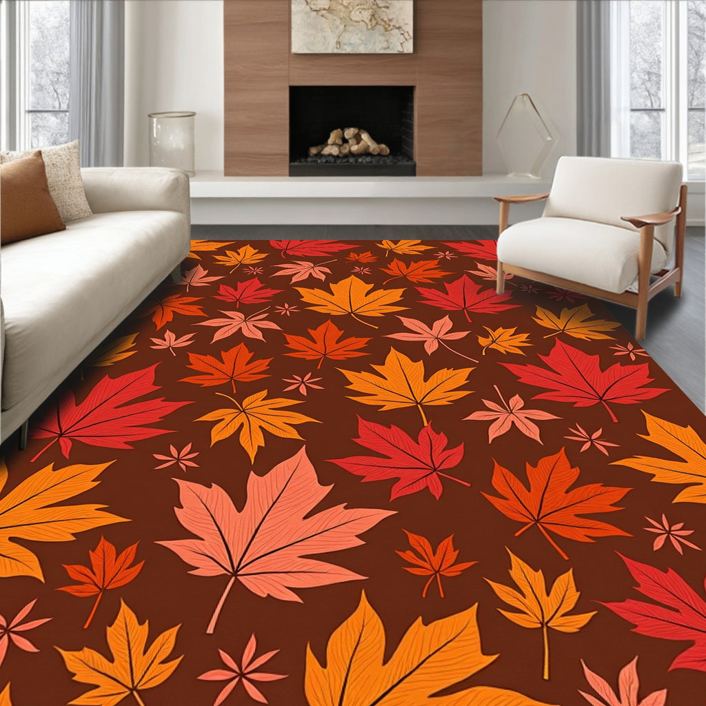 Autumn Maple Leaf Pattern Design Rug