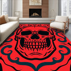 Bold Black Skull Tribal Pattern Rug