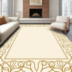 Elegant Gold Vine Scroll Pattern Rug