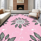 Circular Floral Pattern on Pink Rug