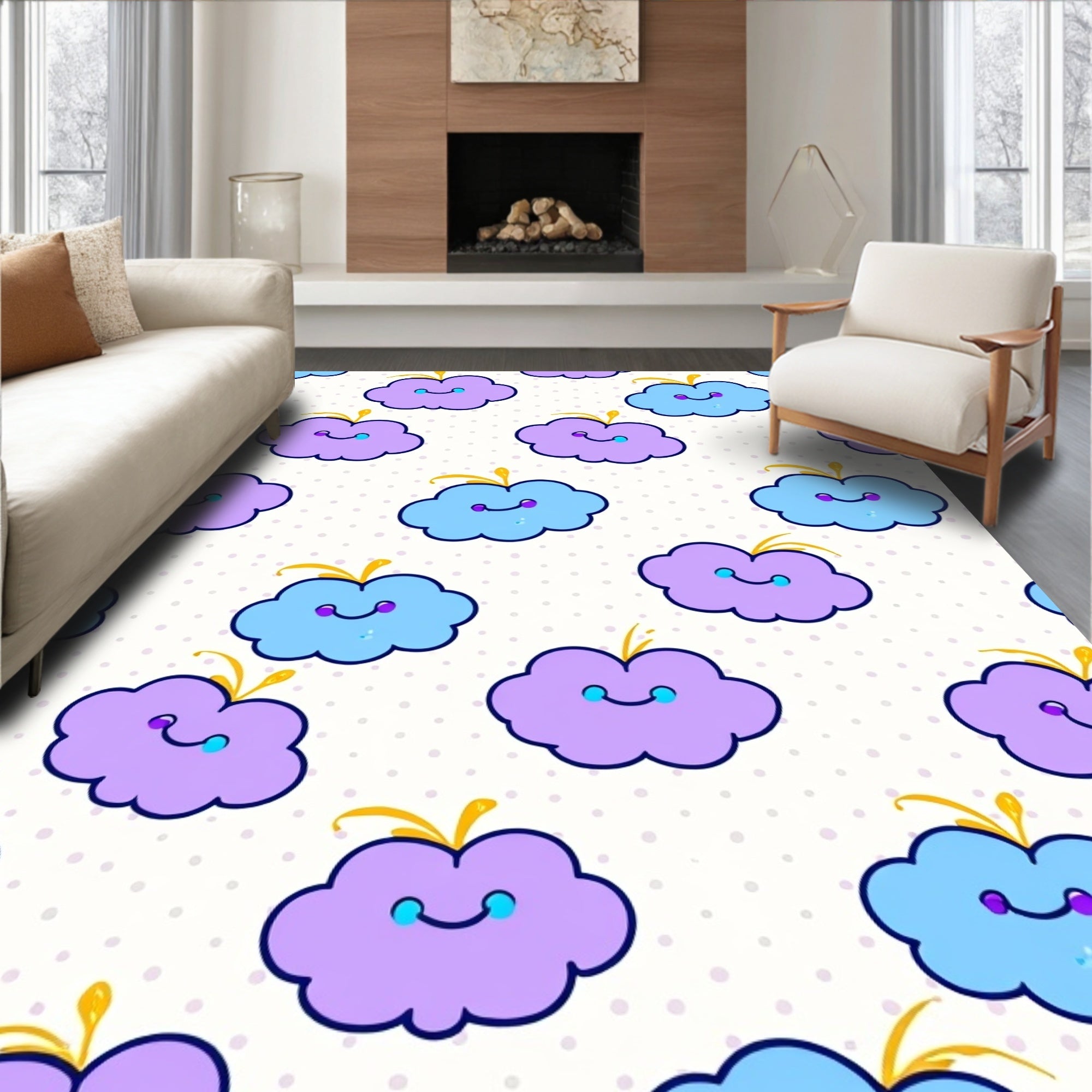 Cute Cloud Duo Pattern Design Rug