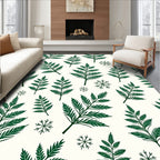 Green Fern Snowflake Pattern Rug