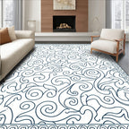 Organic Swirls Abstract Bordered Design Rug