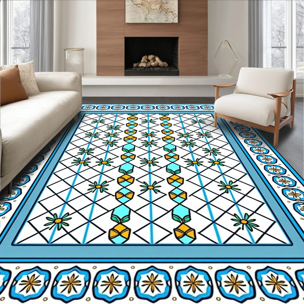 Geometric Floral Lattice Pattern Rug