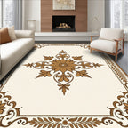 Ornate Floral Medallion Border Rug