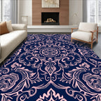 Elegant Floral Swirl Damask Pattern Rug