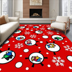 Whimsical Festive Characters and Snowflakes Rug