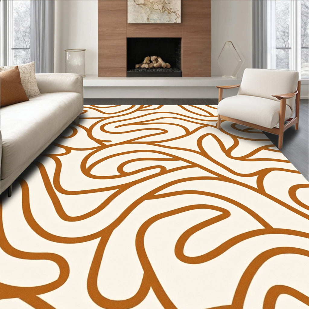 Abstract Swirl Warm Tones Pattern Rug