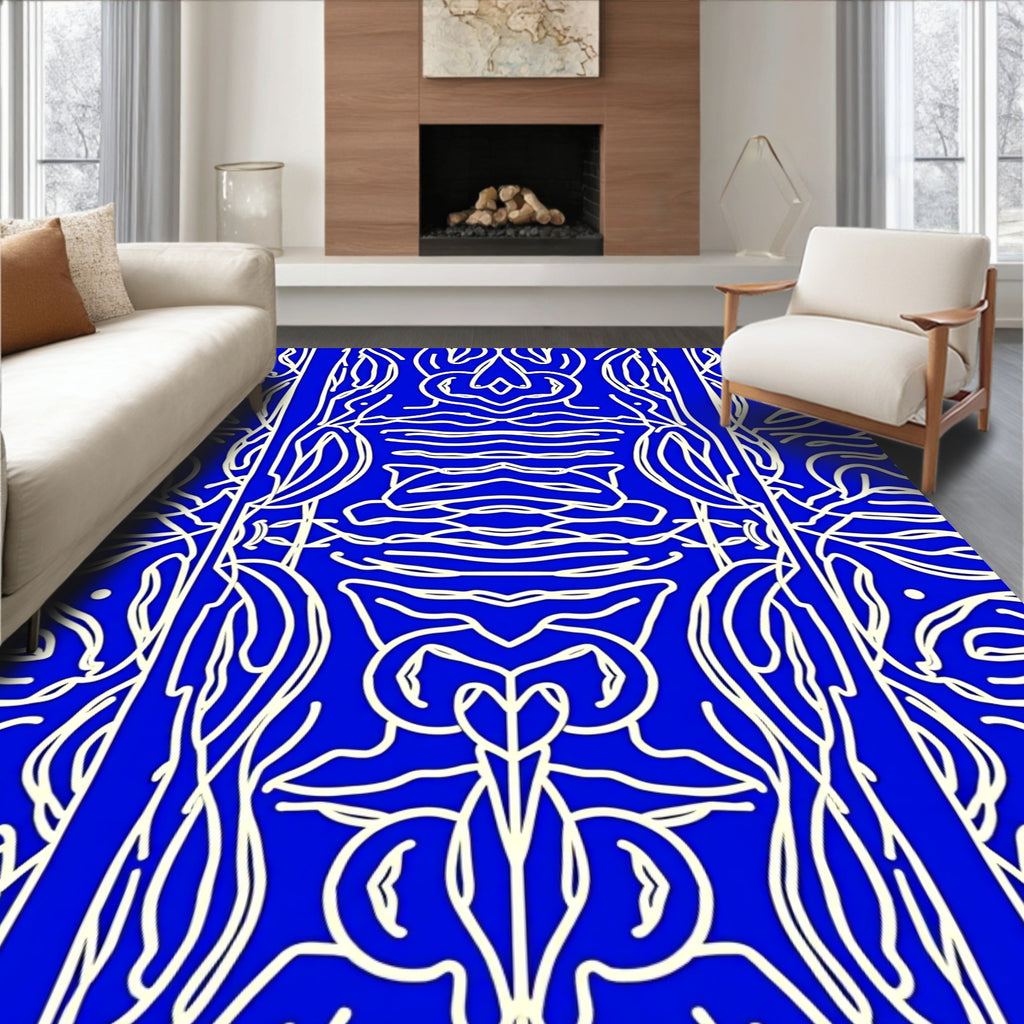 Bold Abstract Linear Organic Pattern Rug