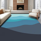 Modern Wavy Blue Landscape Design Rug
