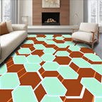Modern Hexagonal Mint Geometric Pattern Rug